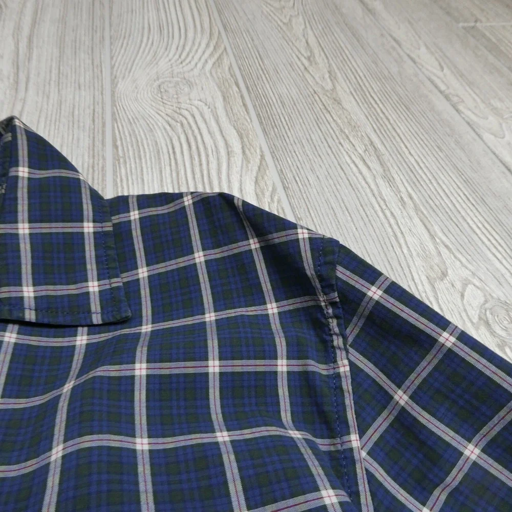 Banana Republic Shirt Adult XL Blue Plaid Custom 078 Wash‎ Camden Fit Mens